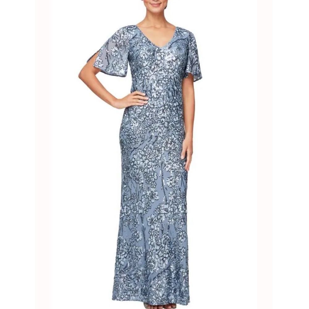 Alex Evenings Blue Sequin Gown